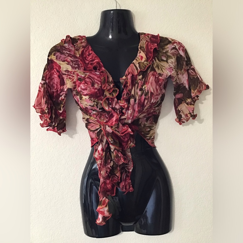 Women’s ruffled floral blouse. Size S - Picture 2 of 4